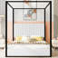 Upholstery Canopy Platform Bed With Headboard And Metal Frame-1452122471