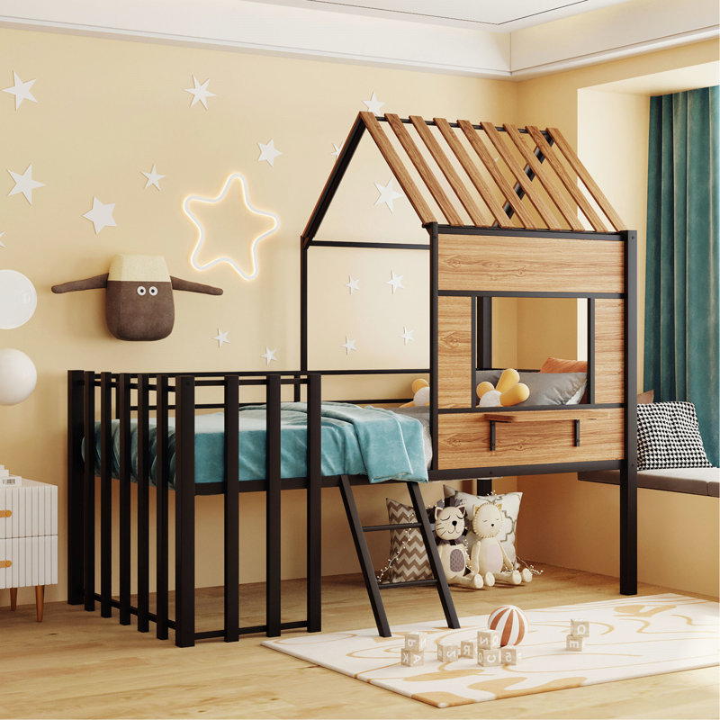 Peosta Kids Twin Loft Bed, Black