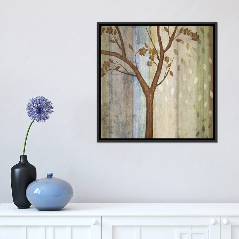 «Changer les saisons II», impression sur toile tendue, H 18 po x l 18 po x P 1,5 po, Toile avec cadre noir, Pas de tapis