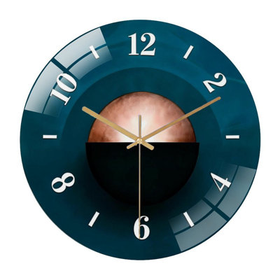 Horloge murale 12 po ronde en verre trempé avec mouvement à quartz silencieux