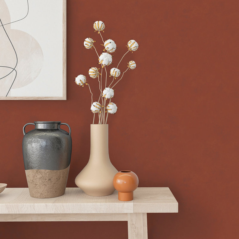 Terra Collection Plaster Effect Wallpaper Roll, Red