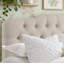 Tête de lit capitonnée tapissée à oreilles, tête de lit en bois massif avec pieds en bois, tête de lit à hauteur réglable de 47 po à 63 po, tête de lit en tissu au design moderne, beige-210071092-210071052