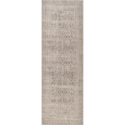 Jeccica Distressed Vintage Medallion Jute Blend Polyester Area Rug