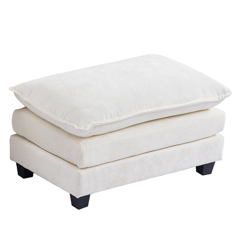 Chenille Upholstered Ottoman,Footstool Module for Sectional Sofa, Beige