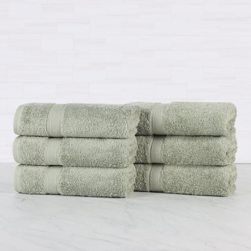 Ensemble de serviettes en coton biologique Lyndon, Sauge, Ensemble de 6 serviettes à main