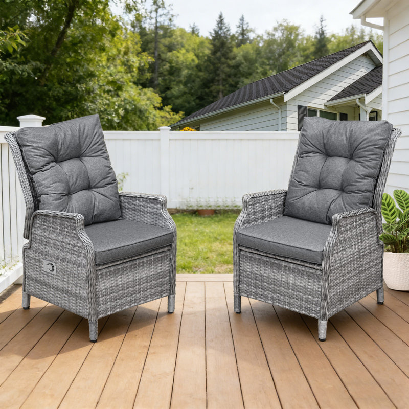 Outdoor Patio Dining Armchair with Cushion, 2