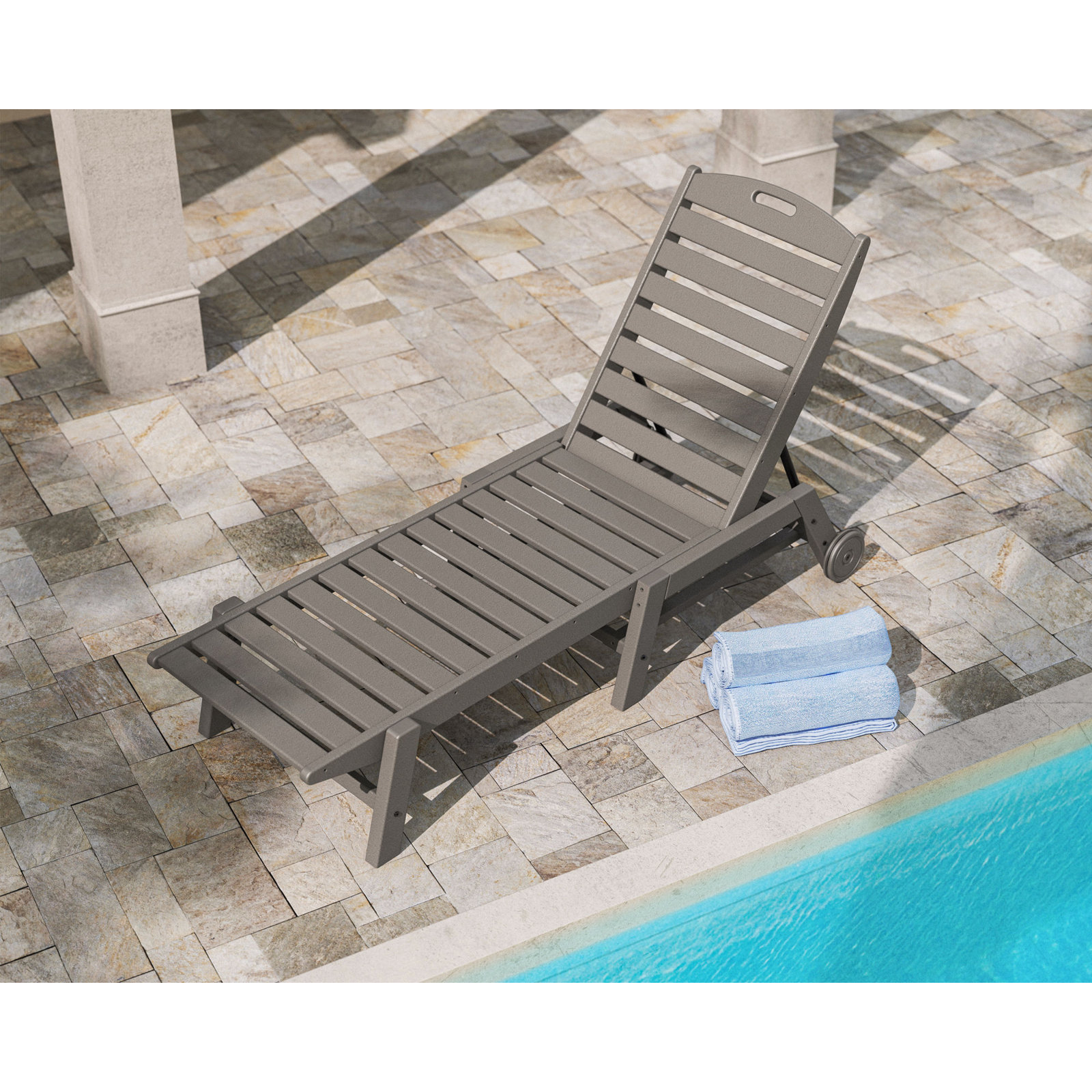 POLYWOOD® Nautical 27" Patio Chaise Lounge, Slate Gray