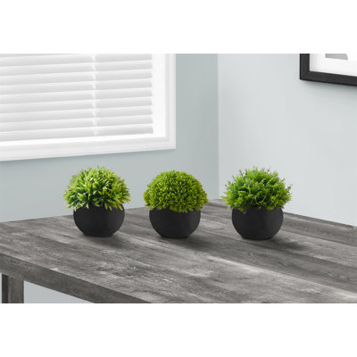 Plante artificielle, 5 po de hauteur, herbe, intérieur, faux, faux, table, verdure, pot, ensemble de 3, plantes vertes décoratives, pots