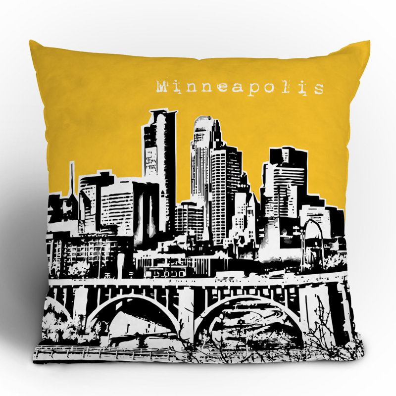 Bird Ave Minneapolis Throw Pillow, 16" x 16", Yellow