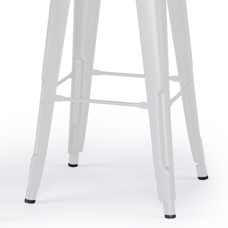 Tabouret en bois massif et métal Rayne, Blanc, 2, Tabouret de bar (siège d'une hauteur de 30,2 po)