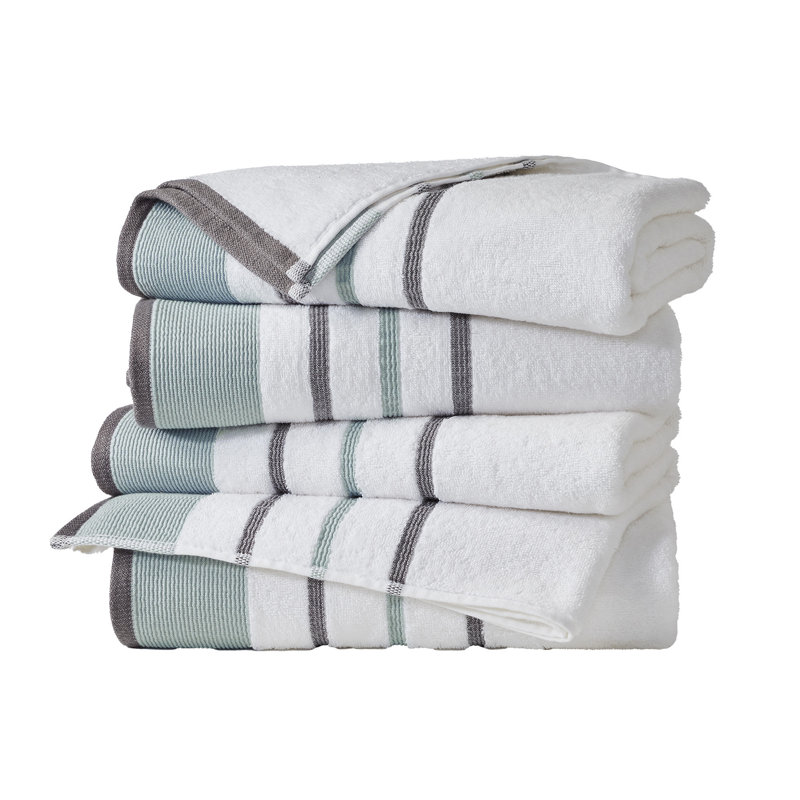 Coton décoratif de luxe Deanthony, Eucalyptus / Gris, Serviettes de bain - paquet de 4