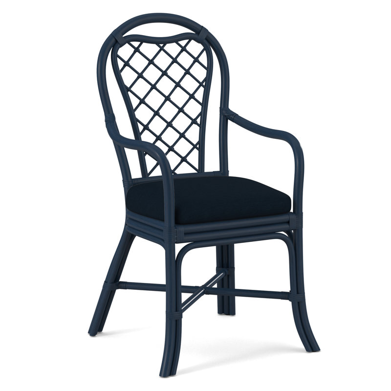 Trellis Dining Arm Chair, Navy, Light Blue Performance Fabric; 0851-55