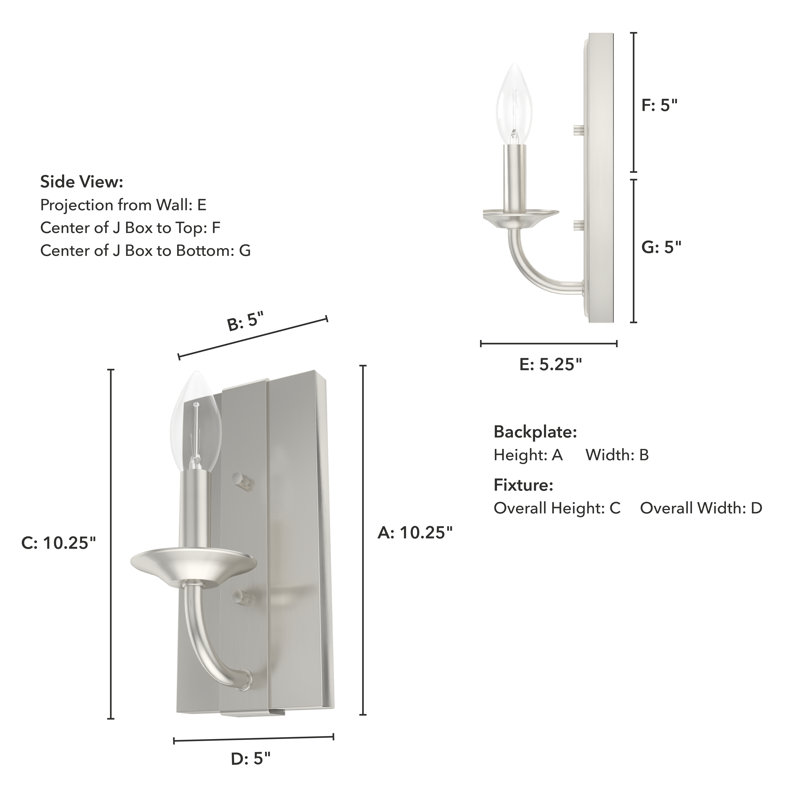 Perch Point Aluminum Candle Wall Light, Brushed Nickel