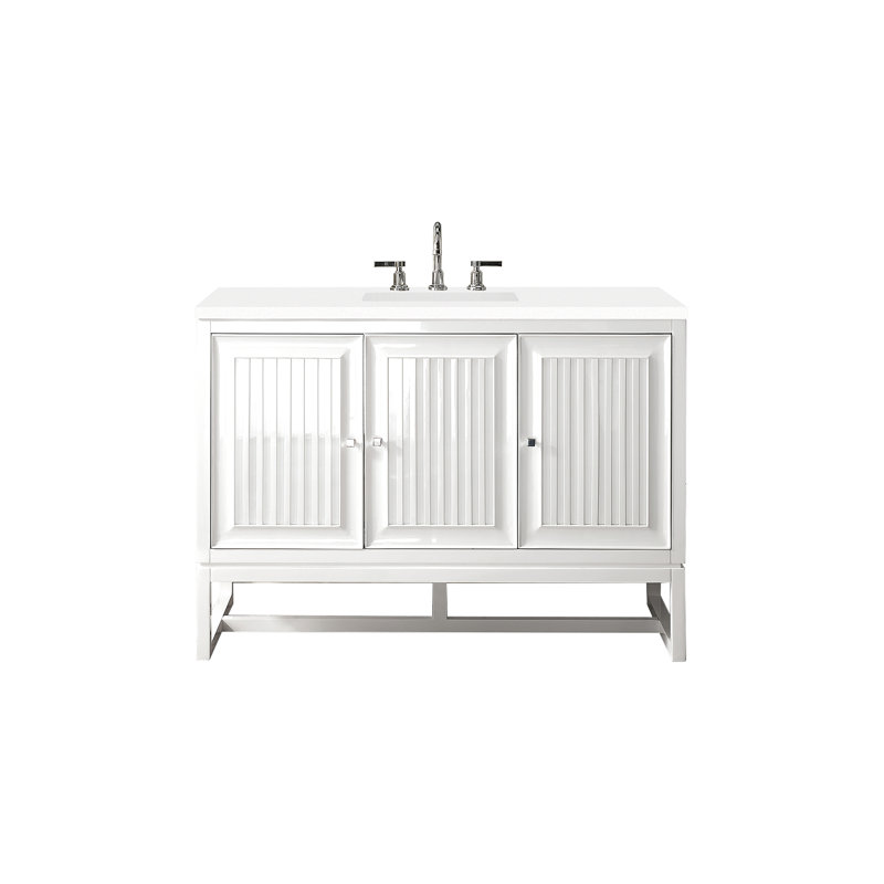 Athens 48'' W Single Vanity, Glossy White, White Zeus, 8" Widespread