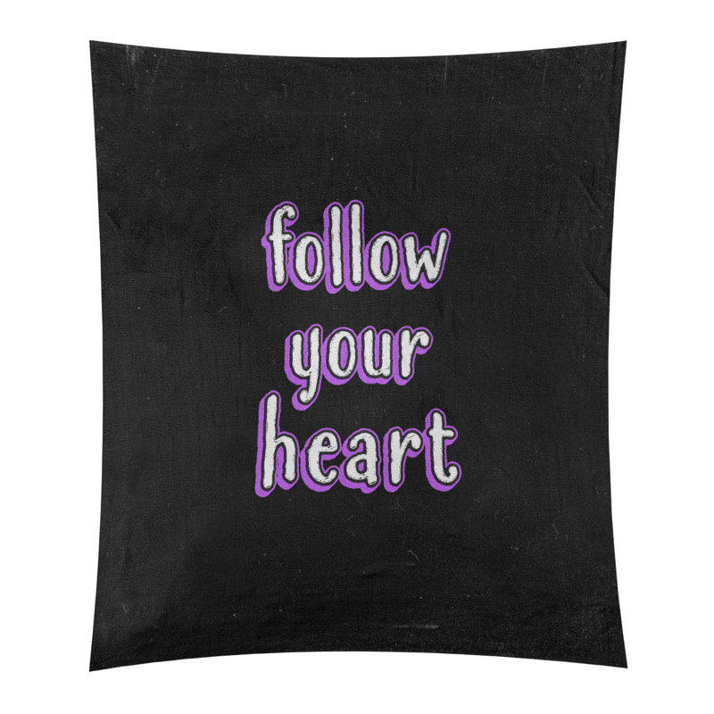 Tapisserie tableau noir en polyester suivre votre citation cardiaque, H 80 po x l 68 po, Mauve