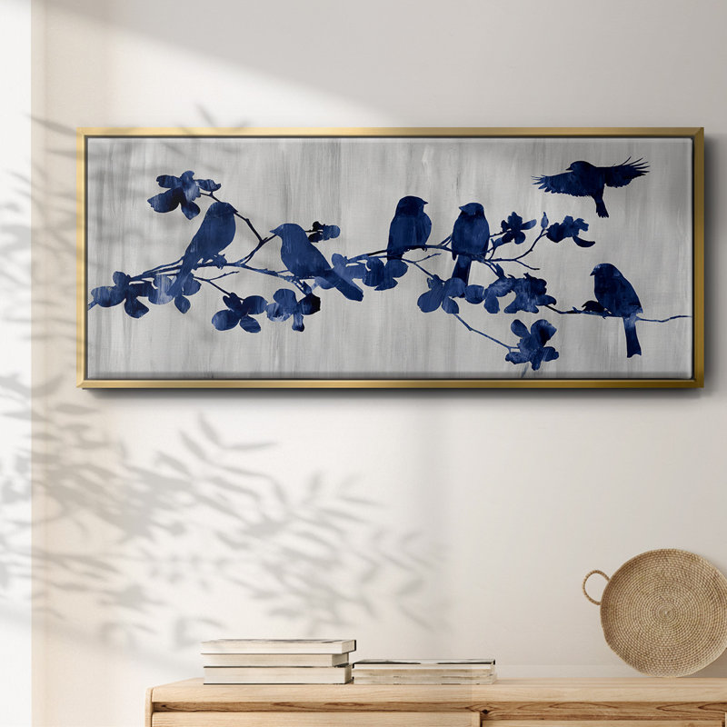 Indigo Hangout- Framed Canvas, 8" H x 20" W
