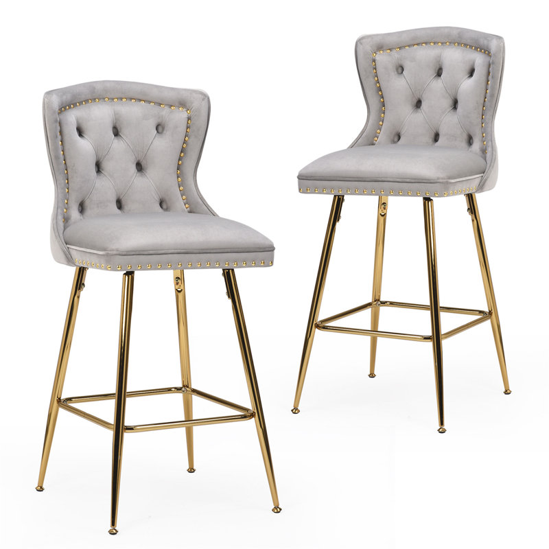 Ensemble de 2 tabourets de bar (sans table), Gris