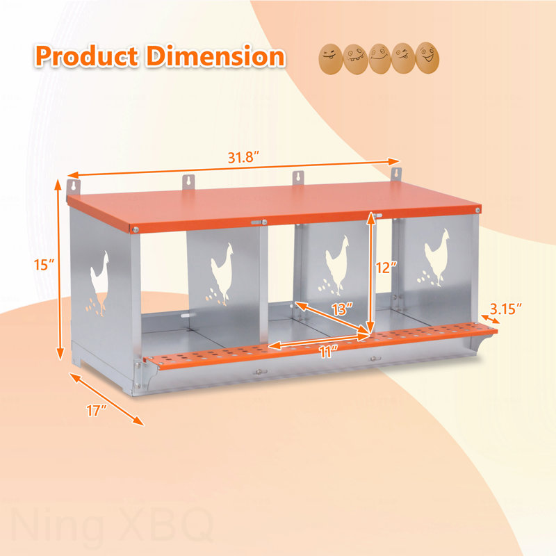Boîte à nid en métal pour poules