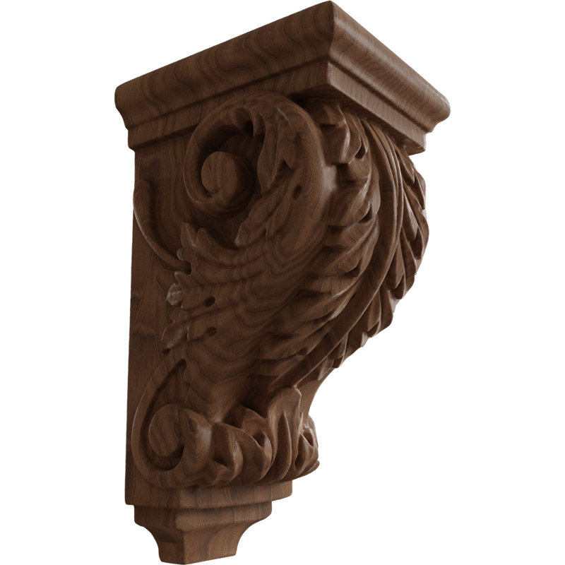 Petit corbeau en bois d'acanthe l 3 1/2 po x P 4 po x H 7 po (paquet de 4), Acajou