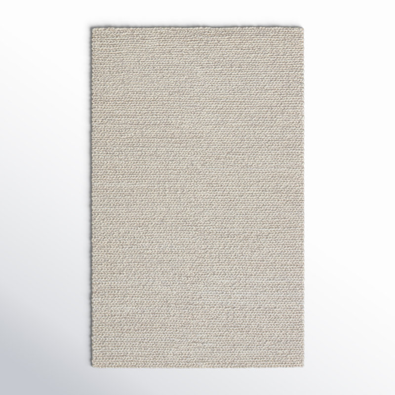 Scandinavia Dula Wool Area Rug in Pristine/Silver Filigree, Rectangle 5' x 8'