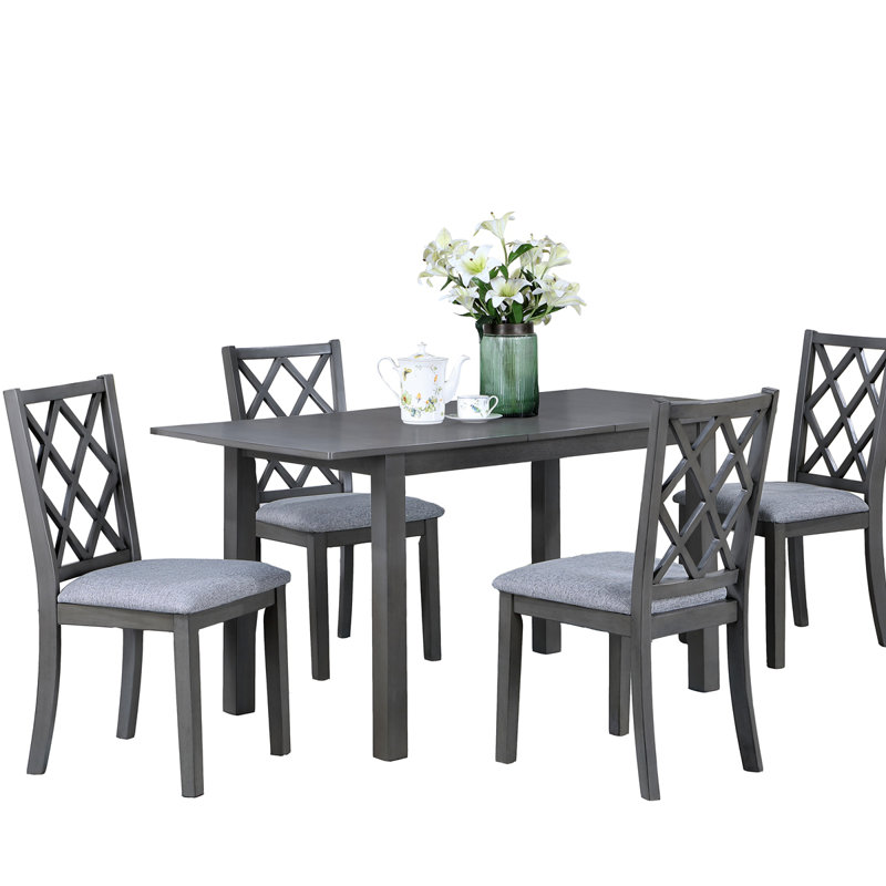 Ensemble de salle à manger extensible en bois avec coussin de siège rembourré Warram