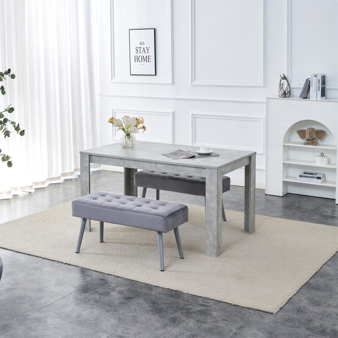 Kosy Koala 4 Seater Dining Set - Grey Velvet - Wood Effect Stone Grey - Image 5