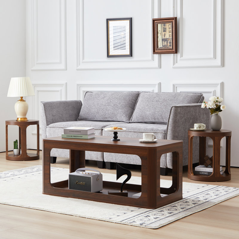 Ensemble de table de salon 3 pièces Kaigo, Bois brun
