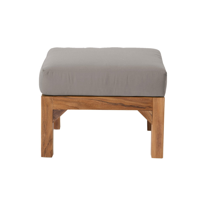 Porschea Outdoor Teak Ottoman, Taupe