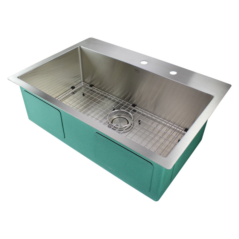 Diamond 32'' L Single Bowl Stainless Steel Kitchen Sink, 2-Hole (FR2)