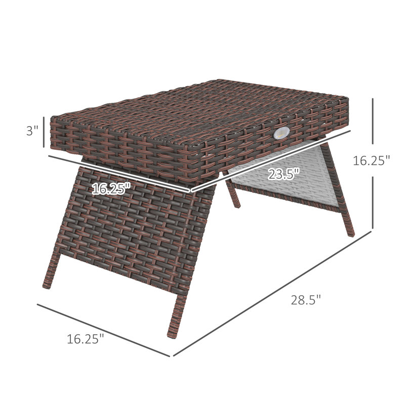Table basse en PE tissée à la main pour balcon, jardin - Extrémité extérieure pliante avec utilisation fonctionnelle