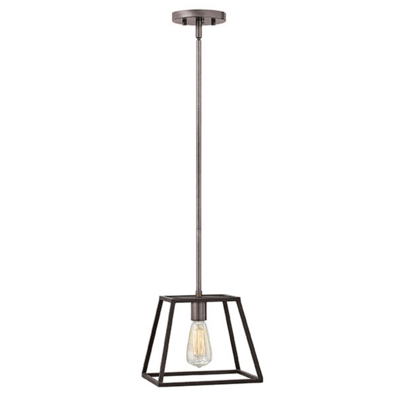 Fulton One-Light Stem Hung Minimalist Pendant, Aged Zinc, 12.5" H x 10" W x 10" D