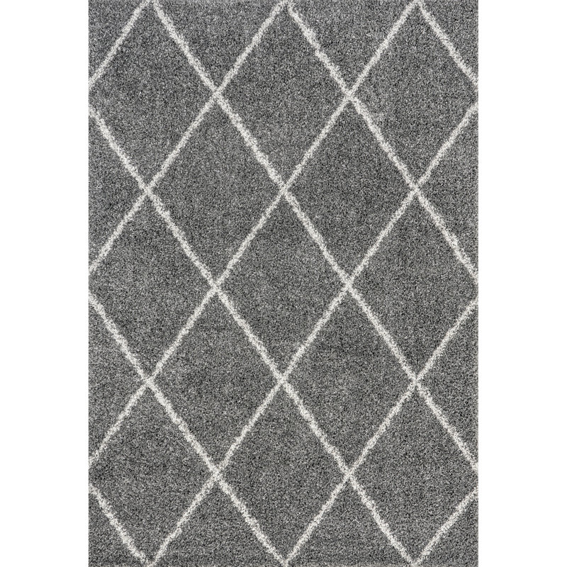 Callum Moroccan Shag Power Loom Performance Gray Rug, Rectangle 5'3" x 7'6"