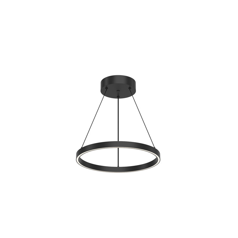 Cerchio 1 - Light LED Unique/Statement Pendant, Black, 1.375" H x 17.75" W x 17.75" D