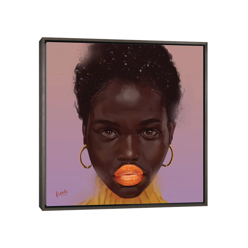 Tangerine par Adekunle Adeleke - reproduction d'art, H 18 po x l 18 po x 1,5 po, Toile encadrée de bois rustique foncé