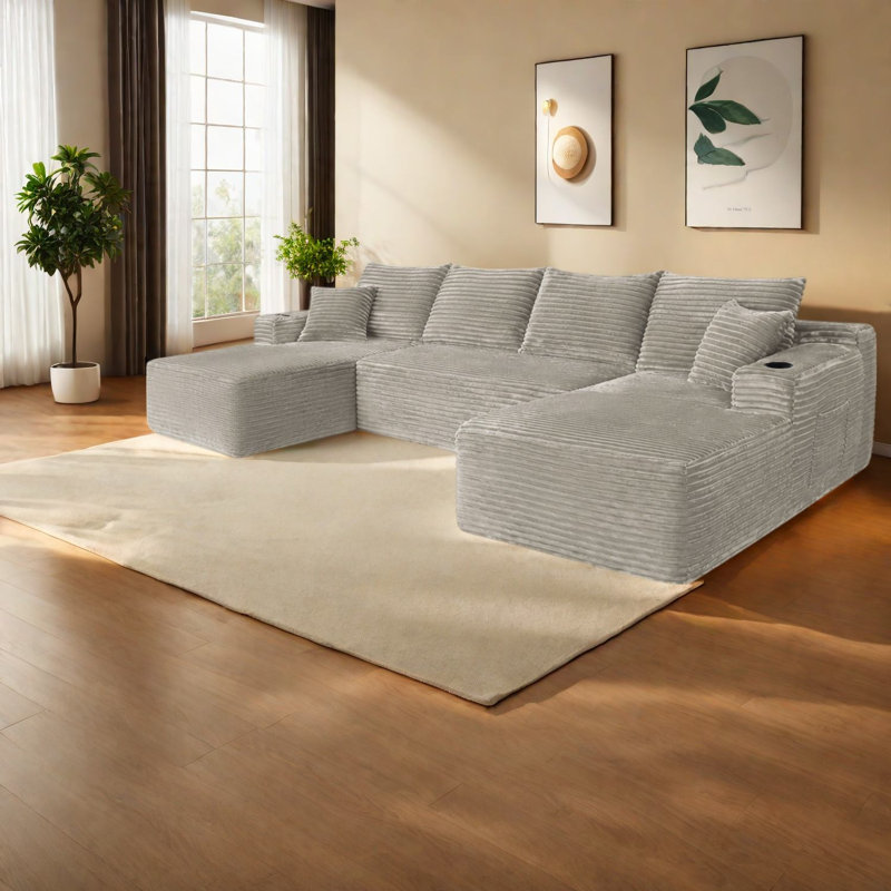 Canapé modulaire en U moelleux pour la maison Compression Sectionals, 134 pouces