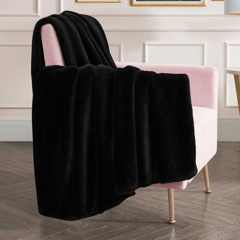Juicy Couture Solid Rabbit Mink Blankets, Black