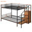 Lit superposé en métal avec tablettes en fil métallique, échelle de rangement latérale et garde-robe-854783017