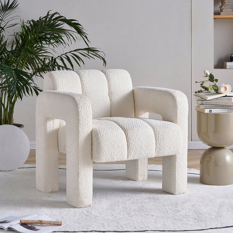 Fauteuil d'appoint rembourré Boucle, Beige