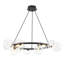 Lustre 15 lumières à globe moderne, îlot de cuisine rond 33 po avec abat-jour en verre transparent décalé, structure en métal noir mat, hauteur réglable de 23,6 po à 90,6 po, homologué UL pour la salle à manger