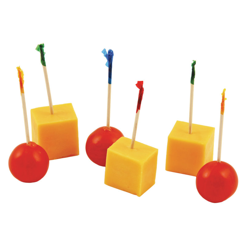 Assorted Color Cellophane and Wood Cocktail Picks, Set of 50