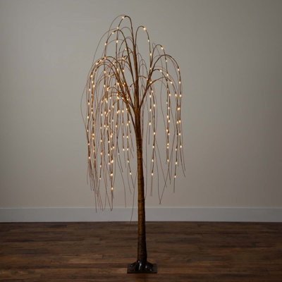 6ft. Pre-Lit Artificial Willow Tree with 160 Warm White LED Lights