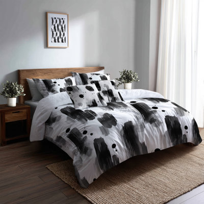 Ensemble de literie 6 pièces Modern Modern - noir minimaliste avec taies décoratives et coussins décoratifs