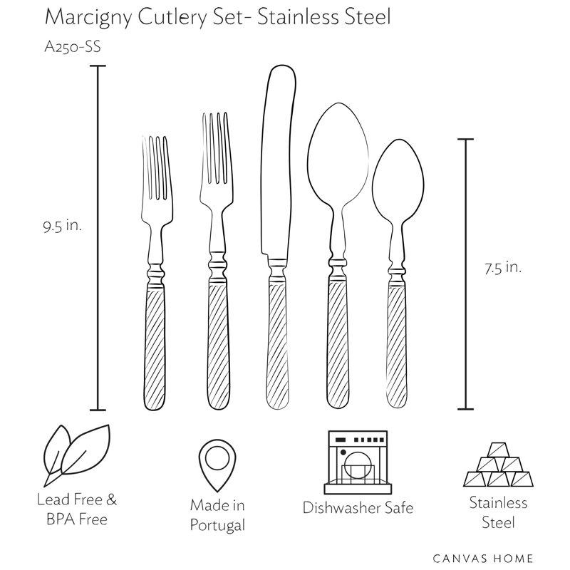 Marcigny Brushed Stainless Steel 5-Piece Flatware Set