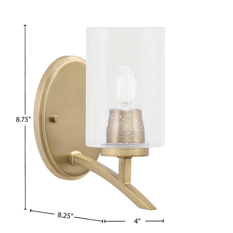 Kurve Wall Sconce With 4" Bubble Glass, Brass, Clear