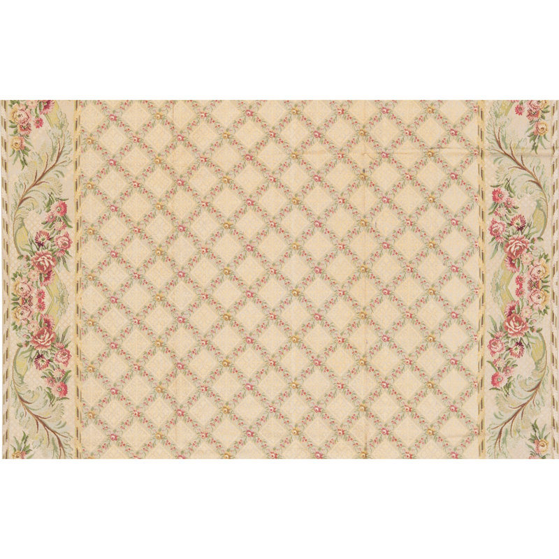 Hand-Knotted High-Quality Gold and Green Area Rug