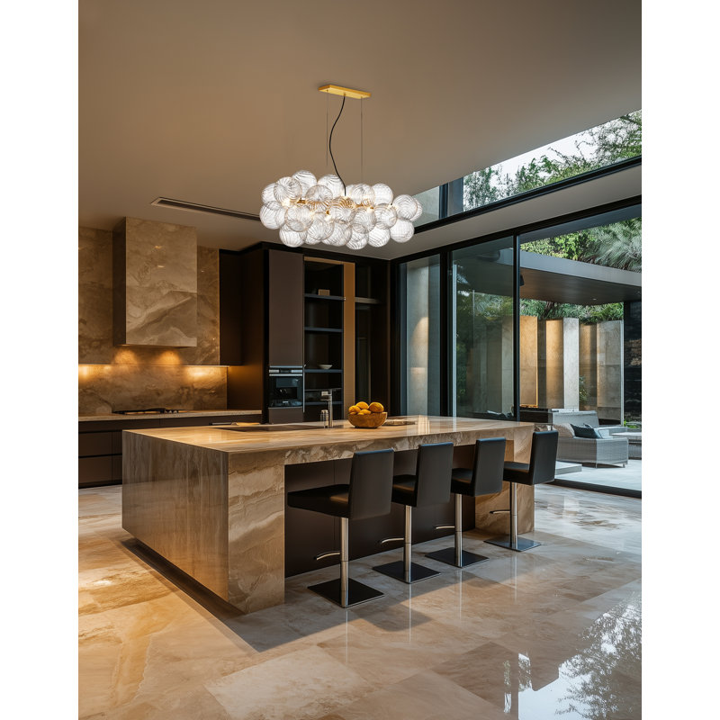 Charlize 10 Light Horizontal Pendant - Clear Spiral Glass, Polished Chrome