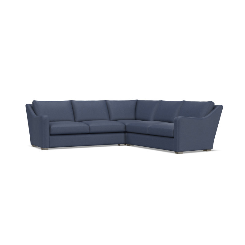 Sectional, Blue Polyester, 34.5" H x 107.5" W x 107.5" D, Symmetrical