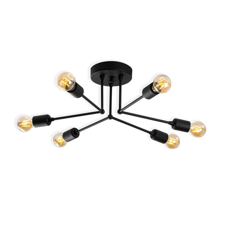 Plafonnier semi-encastré 6 lumières, Noir