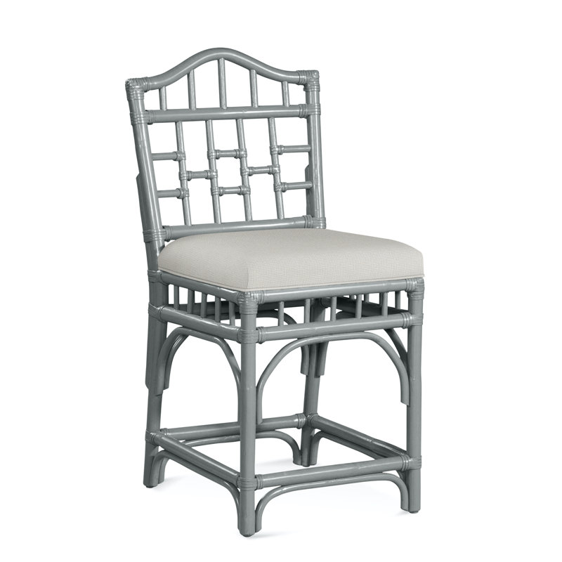 Chippendale Upholstered Stool, Vanilla Crypton Performance; 0822-91, Nickel