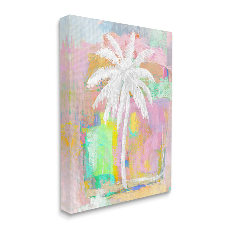 «Pastel Palm Tree», Toile tendue, H 20 po x l 16 po x P 1,5 po